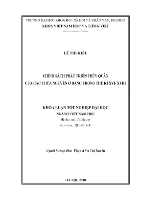 Luận văn thạc sĩ hay chính sách phát triển thủy quân của các chúa nguyễn ở đàng trong thế kỉ xvi xviii