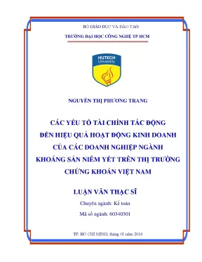 Luận văn thạc sĩ hay các yếu tố tài chính tác động đến hiệu quả hoạt động kinh doanh của các doanh nghiệp ngành khoáng sản niêm yết trên thị trường chứng khoán việt nam