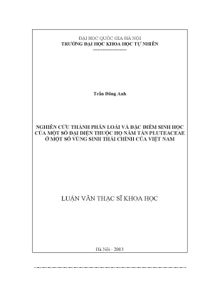 Luận văn thạc sĩ hus nghiên cứu thành phần loài và đặc điểm sinh học của một số đại diện thuộc họ nấm tán pluteaceae ở một số vùng sinh thái chính của việt nam