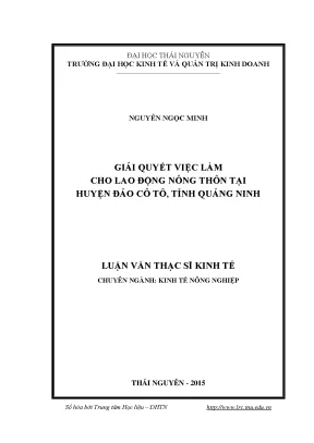 Luận văn thạc sĩ hay giải quyết việc làm cho lao động nông thôn tại huyện đảo cô tô tỉnh quảng ninh