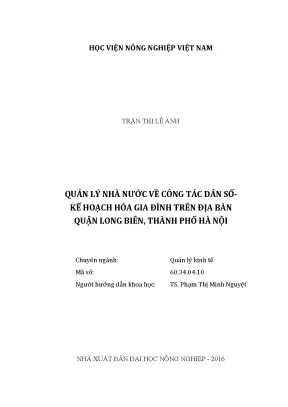 Luận văn thạc sĩ vnua quản lý nhà nước về công tác dân số kế hoạch hóa gia đình trên địa bàn quận long biên thành phố hà nội