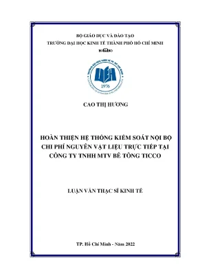 Hoàn thiện hệ thống kiểm soát nội bộ chi phí nguyên vật liệu trực tiếp tại công ty tnhh mtv bê tông ticco