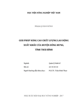 Luận văn thạc sĩ vnua giải pháp nâng cao chất lượng lao động xuất khẩu của huyện đông hưng tỉnh thái bình