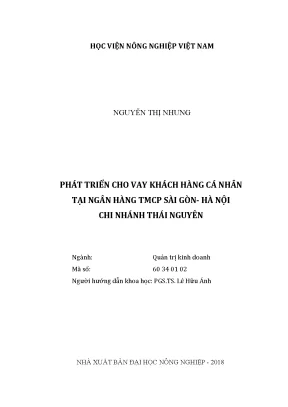 Luận văn thạc sĩ vnua phát triển cho vay khách hàng cá nhân tại ngân hàng tmcp sài gòn hà nội chi nhánh thái nguyên
