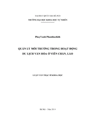 Luận văn thạc sĩ hus quản lý môi trường trong hoạt động du lịch văn hóa ở viên chăn lào