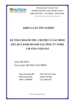 Luận văn thạc sĩ hay kế toán doanh thu chi phí và xác định kết quả kinh doanh tại công ty tnhh t m vina năm 2015
