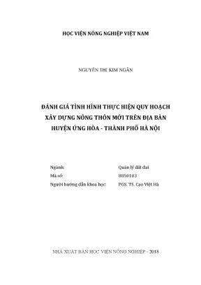 Luận văn thạc sĩ vnua đánh giá tình hình thực hiện quy hoạch xây dựng nông thôn mới trên địa bàn huyện ứng hòa thành phố hà nội