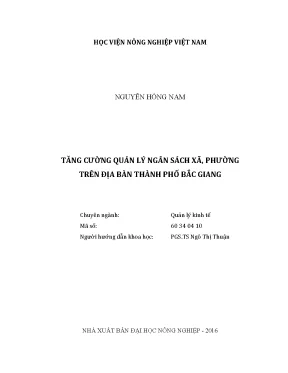 Luận văn thạc sĩ vnua tăng cường quản lý ngân sách xã phường trên địa bàn thành phố bắc giang