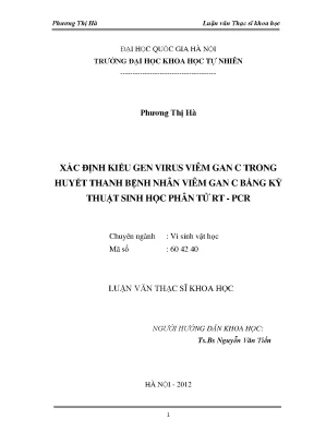 Luận văn thạc sĩ hus xác định kiểu gen virus viêm gan c trong huyết thanh bệnh nhân viêm gan c bằng kỹ thuật sinh học phân tử rt pcr