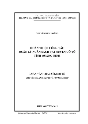 Luận văn thạc sĩ hay hoàn thiện công tác quản lý ngân sách tại huyện cô tô tỉnh quảng ninh