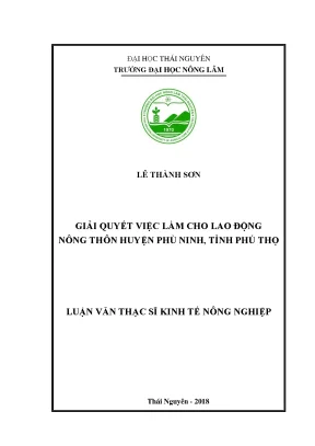 Luận văn thạc sĩ hay giải quyết việc làm cho lao động nông thôn huyện phù ninh tỉnh phú thọ