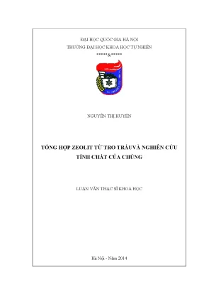 Luận văn thạc sĩ hus tổng hợp zeolit từ tro trấu và nghiên cứu tính chất của chúng