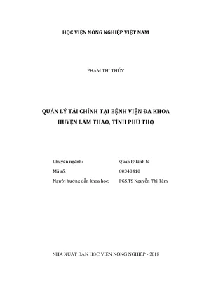 Luận văn thạc sĩ vnua quản lý tài chính tại bệnh viện đa khoa huyện lâm thao tỉnh phú thọ