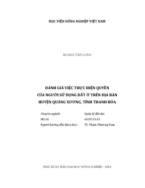 Luận văn thạc sĩ vnua đánh giá việc thực hiện quyền của người sử dụng đất ở trên địa bàn huyện quảng xương tỉnh thanh hóa