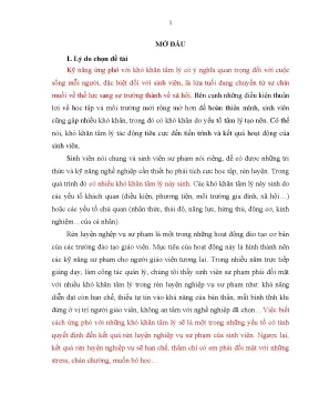 Kỹ năng ứng phó với khó khăn tâm lý trong rèn luyện nghiệp vụ của sv trường sư phạm
