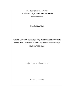 Luận văn thạc sĩ hus nghiên cứu xác định một số p hydroxybenzoic acid ester paraben trong mẫu bụi trong nhà thu tại hà nội việt nam