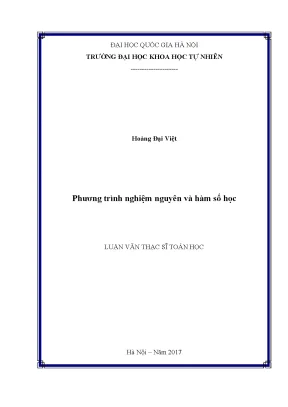 Luận văn thạc sĩ hus phương trình nghiệm nguyên và hàm số học