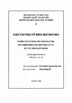 Luận văn thạc sĩ hus nghiên cứu sử dụng tro than bay nhà máy nhiệt điện làm chất hấp lưu và xúc tác phân huỷ đioxin 01 04 02