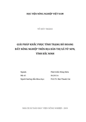 Luận văn thạc sĩ vnua giải pháp khắc phục tình trạng bỏ hoang đất nông nghiệp trên địa bàn thị xã từ sơn tỉnh bắc ninh