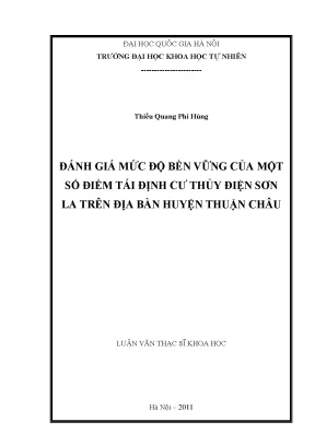 Luận văn thạc sĩ hus đánh giá mức độ bền vững của một số điểm tái định cư thủy điện sơn la trên địa bàn huyện thuận châu
