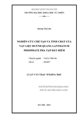 Luận văn thạc sĩ hus nghiên cứu chế tạo và tính chất của vật liệu huỳnh quang lanthanum phosphate pha tạp đất hiếm