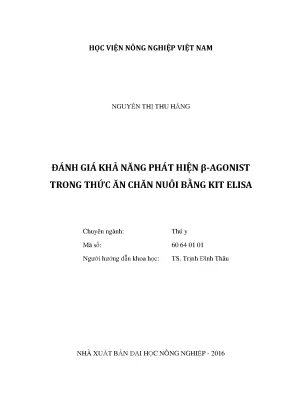 Luận văn thạc sĩ vnua đánh giá khả năng phát hiện b agonist trong thức ăn chăn nuôi bằng kit elisa