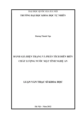 Luận văn thạc sĩ hus đánh giá hiện trạng và phân tích diễn biến chất lượng nước mặt tỉnh nghệ an