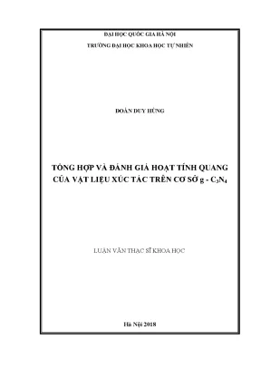 Luận văn thạc sĩ hus tổng hợp và đánh giá hoạt tính quang của vật liệu xúc tác trên cơ sở g c3n4