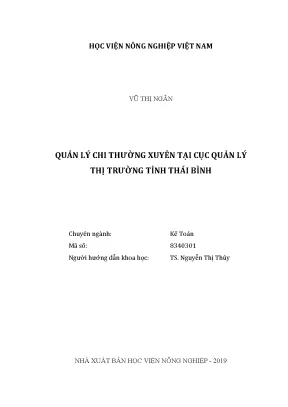 Luận văn thạc sĩ vnua quản lý chi thường xuyên tại cục quản lý thị trường tỉnh thái bình