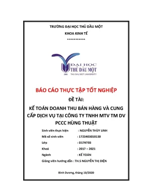 Khóa luận tốt nghiệp kế toán doanh thu bán hàng và cung cấp dịch vụ tại công ty tnhh mtv tm dv pccc hùng thuật