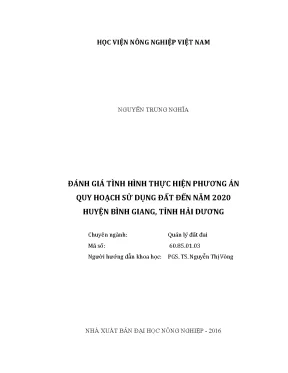 Luận văn thạc sĩ vnua đánh giá tình hình thực hiện phương án quy hoạch sử dụng đất đến năm 2020 huyện bình giang tỉnh hải dương