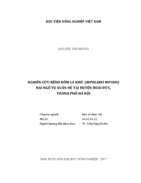 Luận văn thạc sĩ vnua nghiên cứu bệnh đốm lá nhỏ bipolaris maydis hại ngô vụ xuân hè tại huyện hoài đức thành phố hà nội