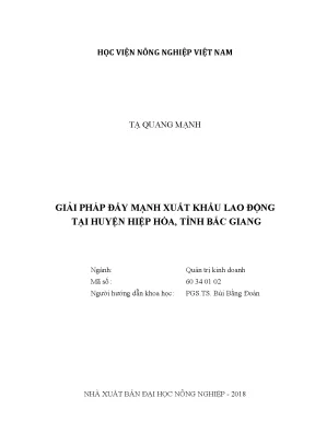 Luận văn thạc sĩ vnua giải pháp đẩy mạnh xuất khẩu lao động tại huyện hiệp hòa tỉnh bắc giang