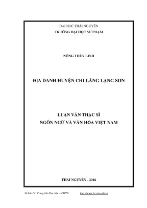 Luận văn thạc sĩ hay địa danh huyện chi lăng lạng sơn