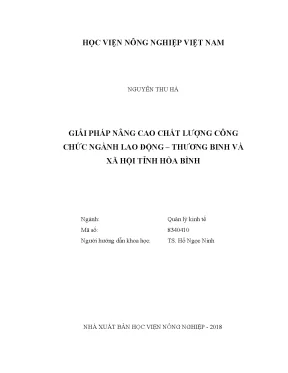 Luận văn thạc sĩ vnua giải pháp nâng cao chất lượng công chức ngành lao động thương binh và xã hội tỉnh hòa bình