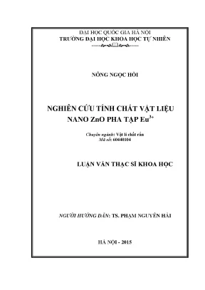 Luận văn thạc sĩ hus nghiên cứu tính chất vật liệu nano zno pha tạp eu3 04