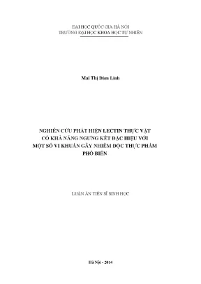 Luận văn thạc sĩ hus nghiên cứu phát hiện lectin thực vật có khả năng ngưng kết đặc hiệu với một số vi khuẩn gây nhiễm độc thực phẩm phổ biế