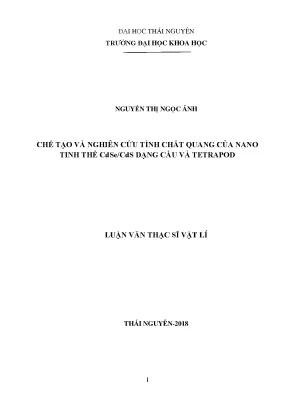 Luận văn thạc sĩ hay chế tạo và nghiên cứu tính chất quang của nano tinh thể cdse cds dạng cầu và tetrapod
