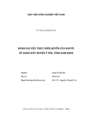 Luận văn thạc sĩ vnua đánh giá việc thực hiện quyền của người sử dụng đất huyện ý yên tỉnh nam định