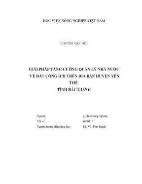 Luận văn thạc sĩ vnua giải pháp tăng cường quản lý nhà nước về đất công ích trên địa bàn huyện yên thế tỉnh bắc giang