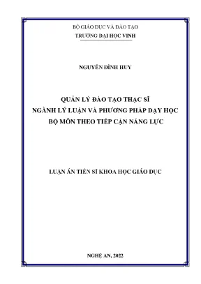 Luận án tiến sĩ quản lý đào tạo thạc sĩ ngành lý luận và phương pháp dạy học bộ môn theo tiếp cận năng lực