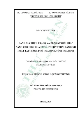 Luận văn thạc sĩ hay đánh giá thực trạng và đề xuất giải pháp nâng cao hiệu quả quản lý chất thải rắn sinh hoạt tại thành phố hòa bình tỉnh hòa bình