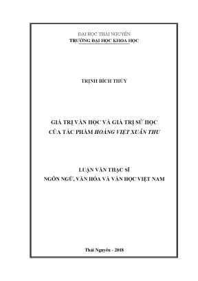 Luận văn thạc sĩ hay giá trị văn học và giá trị sử học của tác phẩm hoàng việt xuân thu