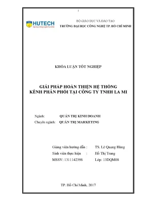 Luận văn thạc sĩ hay giải pháp hoàn thiện hệ thống kênh phân phối tại công ty tnhh la mi
