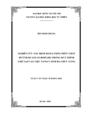 Luận văn thạc sĩ hus nghiên cứu xác định hàm lượng phức chất huỳnh quang europi iii trong quá trình chế tạo vật liệu nano y sinh đa chức năng