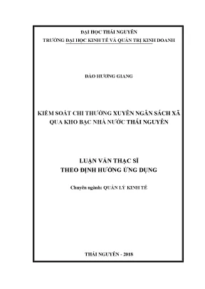 Luận văn thạc sĩ hay kiểm soát chi thường xuyên ngân sách xã qua kho bạc nhà nước thái nguyên