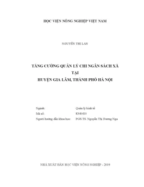 Luận văn thạc sĩ vnua tăng cường quản lý chi ngân sách xã tại huyện gia lâm thành phố hà nội