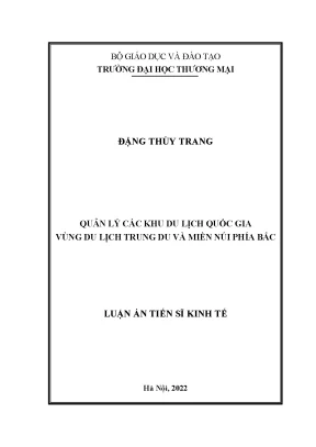 Luận án tiến sĩ quản lý các khu du lịch quốc gia vùng du lịch trung du và miền núi phía bắc