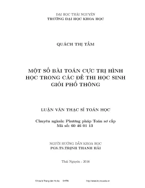 Luận văn thạc sĩ hay một số bài toán cực trị hình học trong các đề thi học sinh giỏi phổ thông