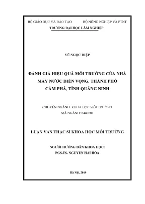 Luận văn thạc sĩ hay đánh giá hiệu quả môi trường của nhà máy nước diễn vọng thành phố cẩm phả tỉnh quảng ninh